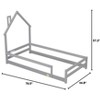 homfan Pine Wood Floor Bed Frame with House Shaped Headboard Full-Length Guardrails Twin Size for Toddler Kids Girls Boys - 2 of 4