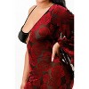 Slickblue Women's Velvet Flocking Jumpsuit, Bell Sleeves, Skinny Fit, Bra Included, Burgundy, Size S-L - 4 of 4