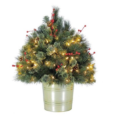 Home Heritage 26 Inch Artificial Holiday Shrub for Indoor/Outdoor w/ LED Lights