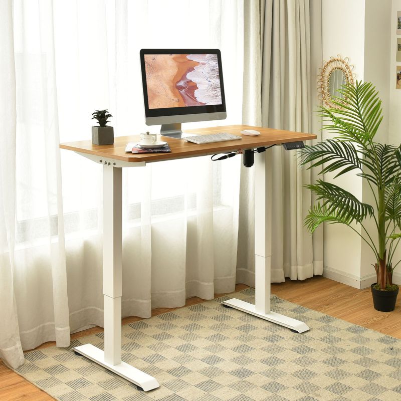 Tangkula Electric Height Adjustable Mobile Standing Desk Home Office Stand Up Computer Workstation Black/Maple/Teak/White, 2 of 11