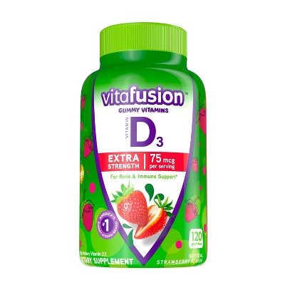 Vitafusion Extra Strength D3 Dietary Supplement Adult Gummies - Strawberry - 120ct