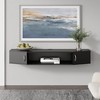 Itopfox Floating TV Stand Wall Mounted Shelf with Door Wood Media Console Entertainment Center Under TV Floating Cabinet Storage Hutch for Home - 3 of 4