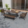 EAGLE PEAK Sienna Bay 4PCS Patio Wicker Dining Set w/ Soft Cushions Umbrella Hole - 2 of 4