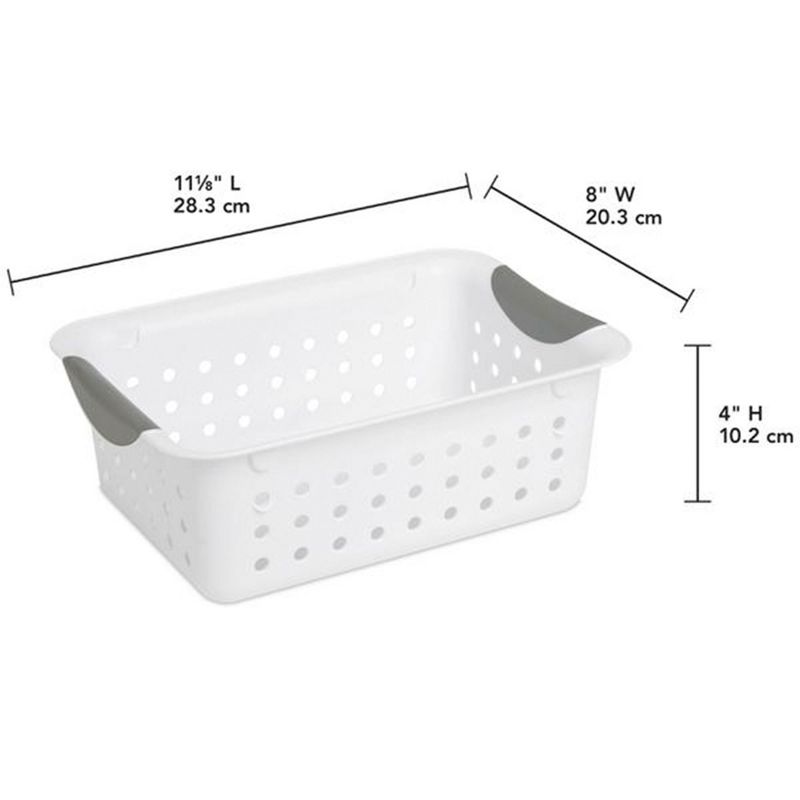 Sterilite White Small Ultra Basket Durable Plastic Storage Totes Bins for with Titanium Inserts for Home Organization, 4 of 8