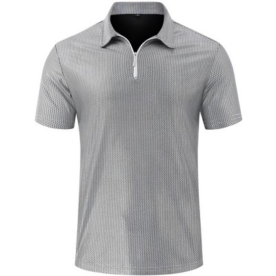 Mens Shirt Zip Polo Shirts Short Sleeve Shiny Shirt Outfits Party Costume Top