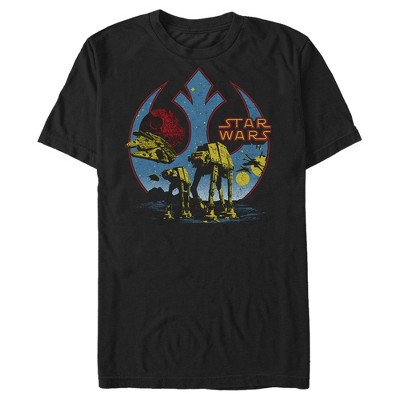 Men's Star Wars At-at Falcon Death Star Rebel Logo T-shirt - Black ...