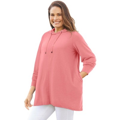 Woman Within Plus Size Pleat-Back Swing Hoodie Sweatshirt