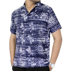 LA LEELA Men's Hawaiian Shirt Funny Beach Shirts Casual Button Down Short Sleeve Dress Shirts for Men S Fennel Swirls, Blue - 1 of 3