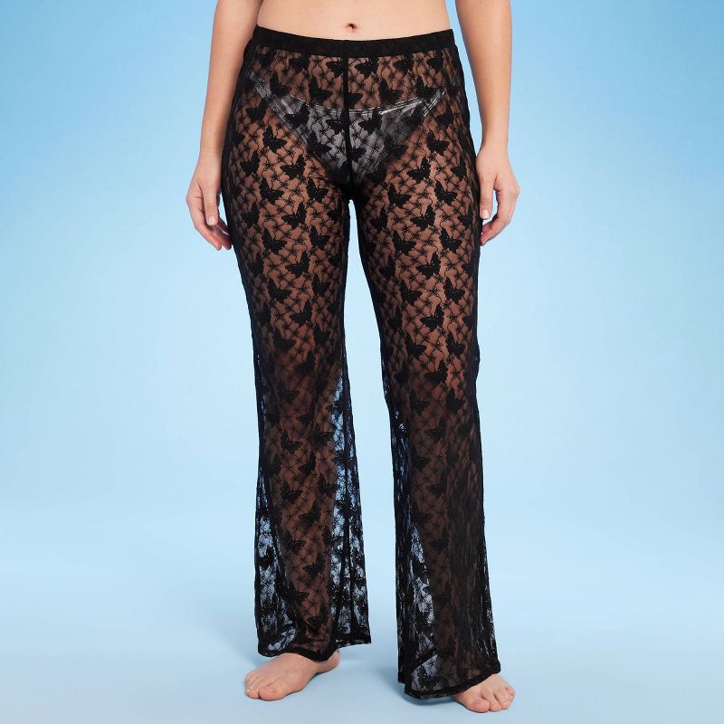 Women's Sheer Lace Flare Cover Up Pants - Wild Fable™ Black, 5 of 7