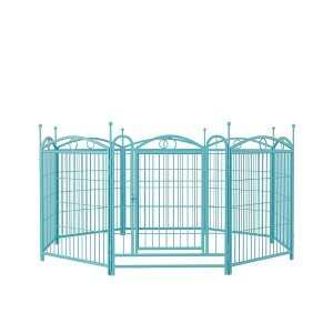 SEVOBAL Pet Crates and Houses 8 Panel Metal Dog Playpen with Doors for Indoor Outdoor Yard Living Room, Blue, 52"*52"*32" - 1 of 4