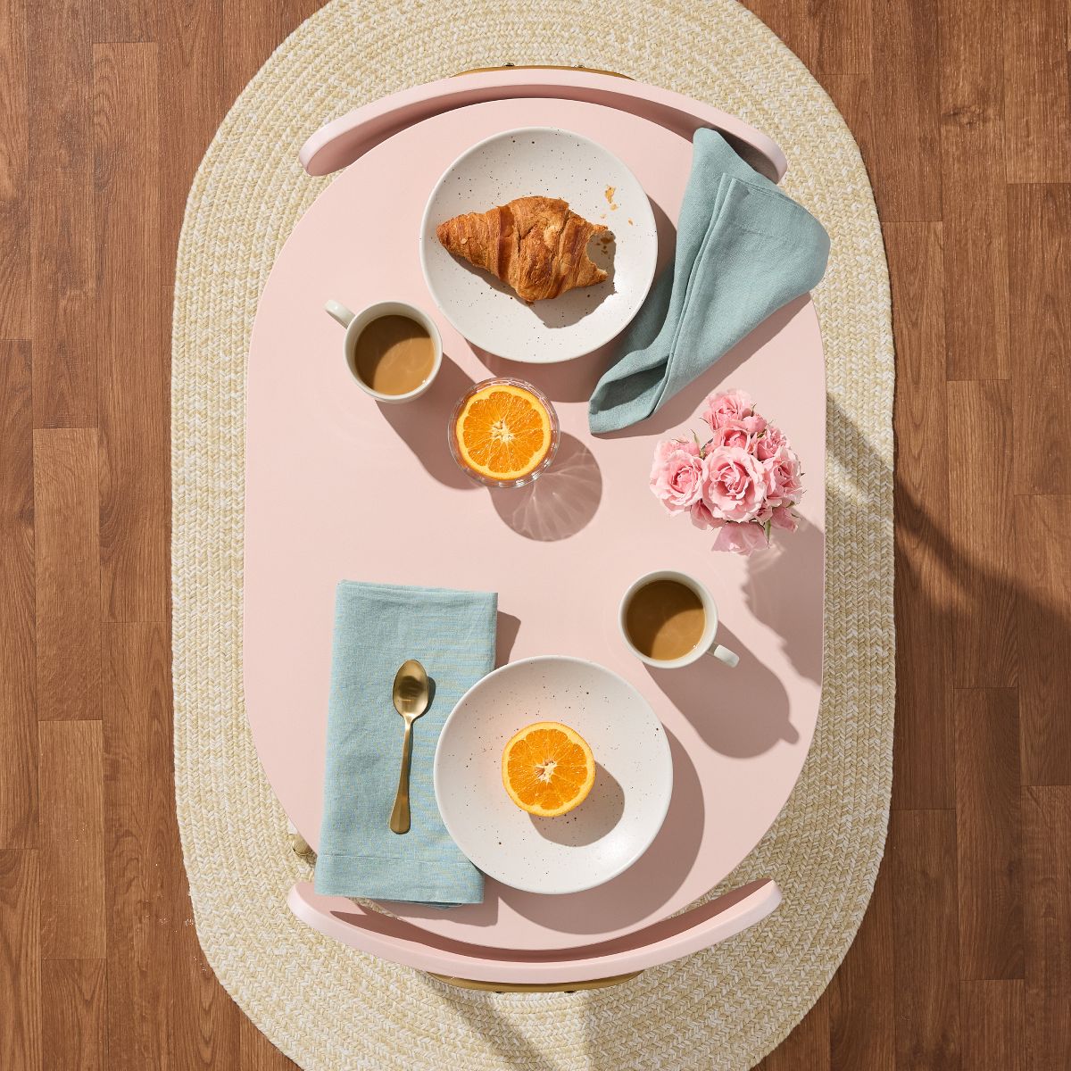 Best Choice Products 3-Piece Oval Dining Table Set, Modern Small Kitchen Dinette w/ 2 Chairs - Pink/Gold - thumbnail 3