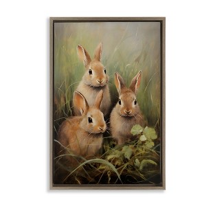 Stupell Industries Baby Bunny Trio Black Floater Framed Canvas Wall Art - 1 of 4