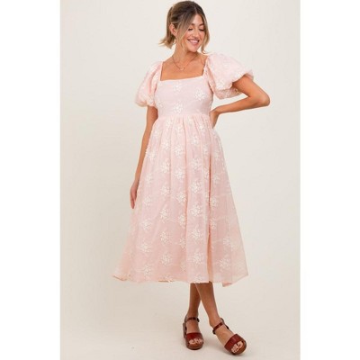 PinkBlush Pink Textured Maternity Midi Dress