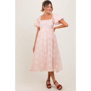 PinkBlush Pink Textured Maternity Midi Dress - 1 of 4