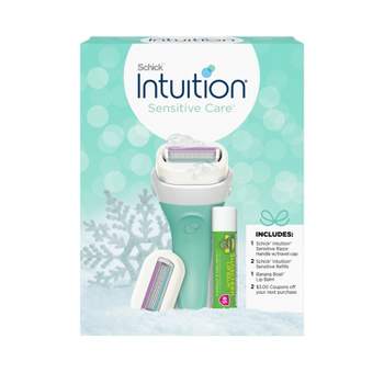 Schick Womens Intuition Gift Set includes 1 Razor Handle, 2 Refills, 1 Lip Balm - 4ct