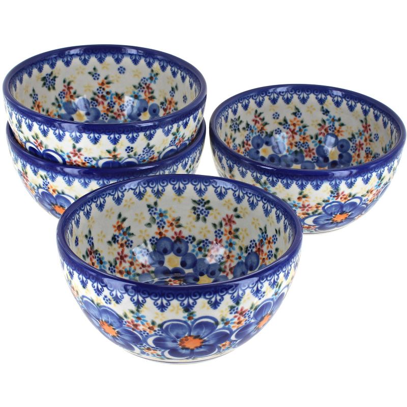 Blue Rose Polish Pottery 71-4 Vena Dessert Bowl Set, 1 of 2
