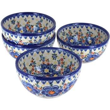 Blue Rose Polish Pottery 71-4 Vena Dessert Bowl Set
