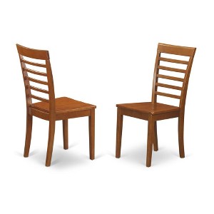 East West Furniture, Milan kitchen chair with Wood Seat - Saddle Brown Finish, Set of 2 - 1 of 3