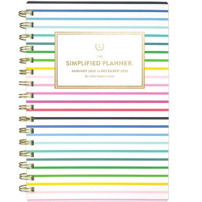 AT-A-GLANCE 2022 5.5" x 8.5" Weekly/Monthly Planner Simplified by Emily Ley Happy Stripe EL70-200-22