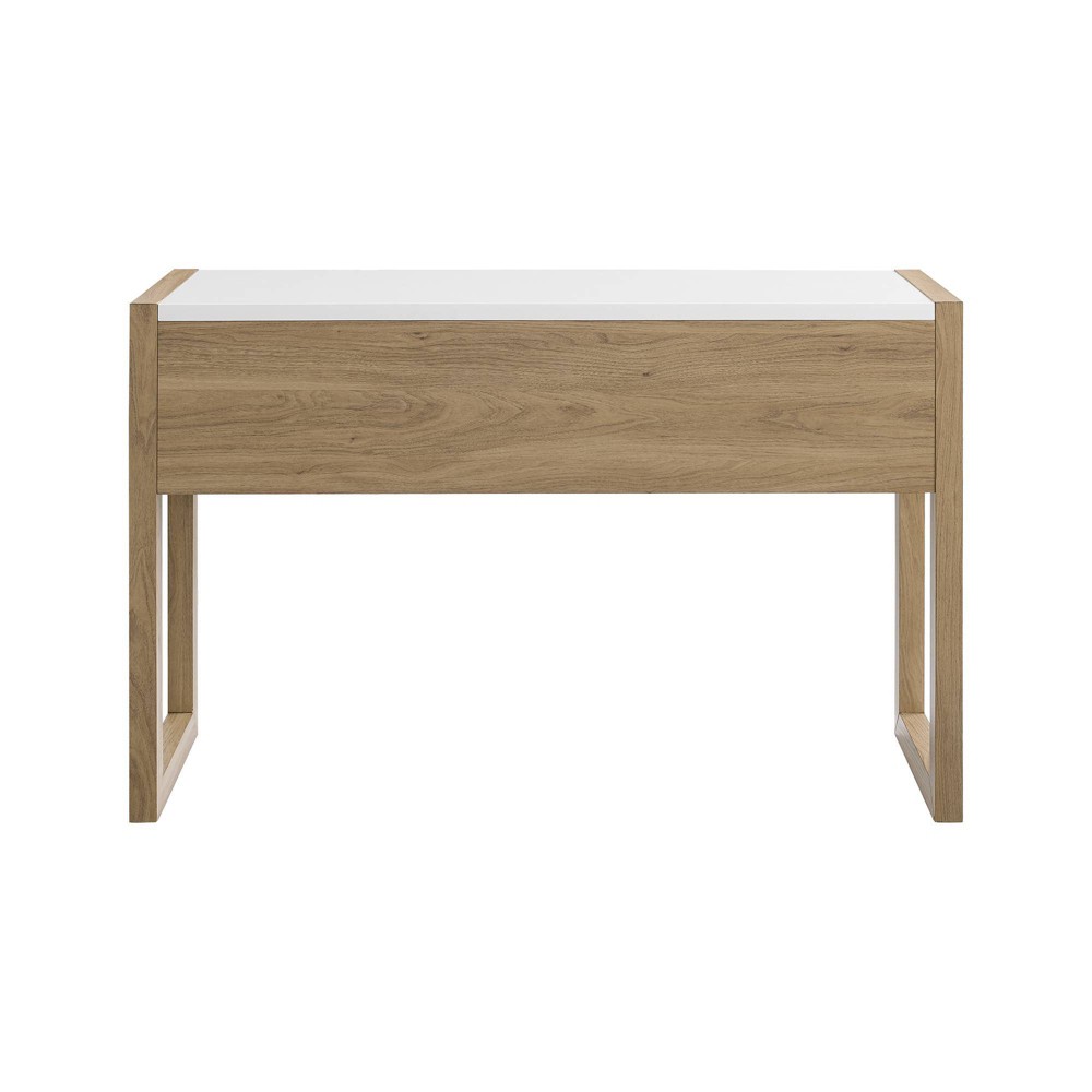 Photos - Office Desk Claudine Chic Two-Tone Writing Desk with Grooved Drawer - Saracina Home: Modern Home Office Furniture