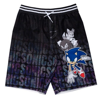 Sonic the Hedgehog SEGA Knuckles Sonic The Hedgehog Tails Little Boys Rash Guard and Swim Trunks Outfit Set Black / Purple 5-6 — фото 4
