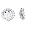 Pompeii3 7/8ct Diamond Halo Stud Earring Jackets Solid 14K White Gold (6-6.7mm) - 2 of 4