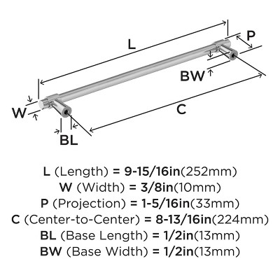 Polished Chrome 9.93" Modern Cabinet Bar Pull