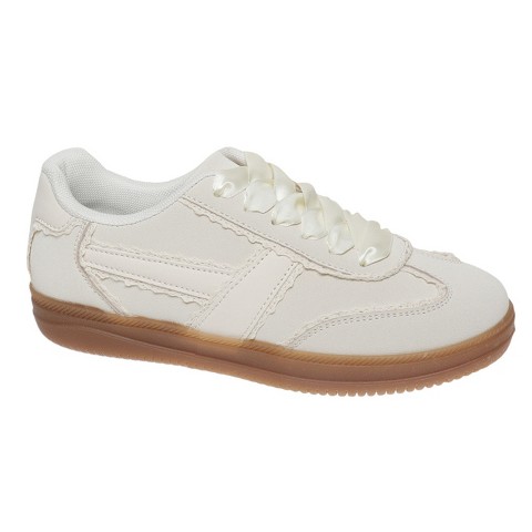 Женские кроссовки Outwoods Womens Giana 6 Suede Sneaker with Ruffle Look Detail and Silk Laces, Cream (9)