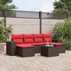 vidaXL 7 Piece Patio Sofa Set with Cushions Brown Poly Rattan - 2 of 4