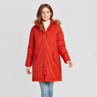 red parka coat