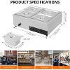 4x12QT Food Warmer 1500W Bain Marie Buffet Pan Steam Table With Adjustable Temp & Auto Shut Off & Dry Burning Indicator - 2 of 4