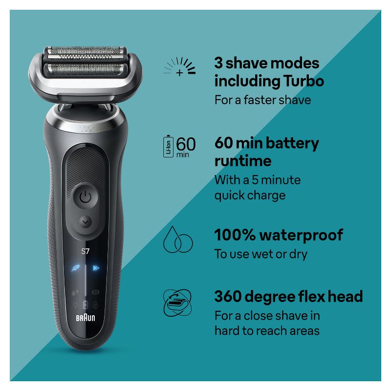 Braun Series 7-7120s Rechargeable Wet &#38; Dry Electric Shaver, 2 of 9