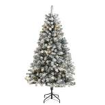 6ft Nearly Natural Pre-Lit LED Flocked Rock Springs Spruce Artificial Christmas Tree Clear Lights