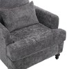 Okak Modern Chenille Accent Chair with Soft Upholstered Leisure Sofa Solid Wood Frame Armchair Club Chair for Reading Lounge Bedroom, Gray - 4 of 4