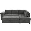 91.5" Convertible L-Shaped Sectional Sofa Bed with Pull-Out Bed and Hidden Storage, Wide Flip-Top Armrest with Storage - 4 of 4