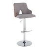 LumiSource Set of 2 Stella Adjustable Swivel Barstools Chrome/Walnut Wood/Light Gray - 2 of 4