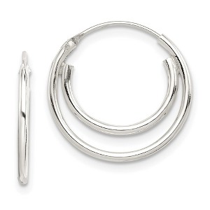 Black Bow Jewelry Sterling Silver, Endless Double Hoop Earrings - 17mm (5/8 Inch) - 1 of 4