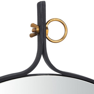 Chandlen 30-Inch Black Matte Round Wood Accent Mirror