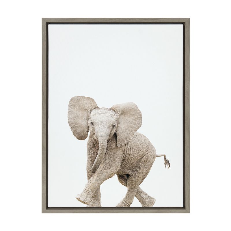 18&#34; x 24&#34; Sylvie Baby Elephant Walk Framed Canvas by Amy Peterson Art Studio Gray - Kate &#38; Laurel All Things Decor, 3 of 8