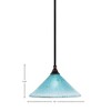Toltec Lighting Any 1 - Light Pendant in  Black Copper with 12" Teal Crystal Shade - 2 of 2
