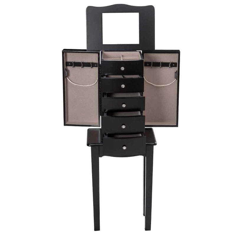 Tangkula 5-drawer  Armoire Cabinet Chest Box Jewelry Organizer w/ Mirror & Swing Doors, 3 of 9