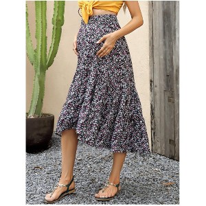 Maternity Dress High Waist Maternity Patchwork Long Skirt - 1 of 4