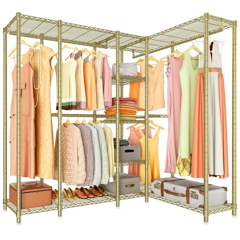VIPEK L50 Protable Closet Rack Large Corner Freestanding Wardrobe Closet,  Max Load 1150LBS, Gold