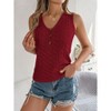 Womwns Sweater Knit Tank Tops Spring Summer Casual V Neck Sleeveless Hollow Out Crochet Vest - 4 of 4