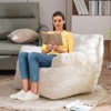 Soft Teddy Fabric Tufted Foam Bean Bag with lvory White, Bean Bag Chairs for Adults and Kids with Armrests - 2 of 4