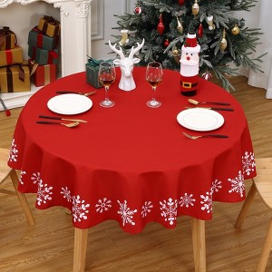 Christmas Tablecloth for Rectangle/Round Tables,Snowflake Washable Decorative Table Cover,Party Decorations for Parties Kitchen and Dining Room - 1 of 4