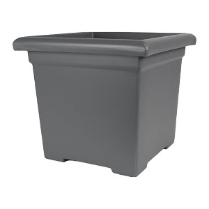 The HC Companies 15.5" Accent Square Plant Pot w/ Drainage, Classic Planters for Indoor & Outdoors Plants, Lightweight & Resists Sun Fading, Warm Gray - 1 of 4