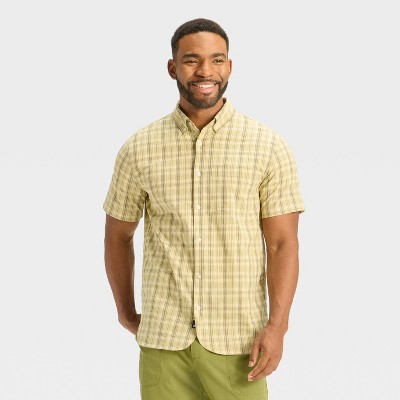 Houston White Men's Plaid Seersucker Collared Button-Down Shirt - Yellow