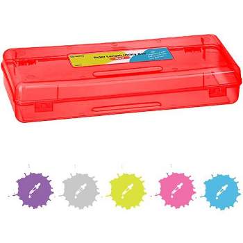 Enday Pencil Box Blue, Large Capacity Plastic Double Deck Box with 12  Compartments, Plastic Pencil Box with Snap-Tight Lid, Hard Pencil Case  Storage