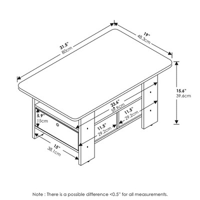 Espresso Brown Rectangular Wood Coffee Table with Storage